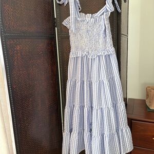 Blue and White Striped Dress
